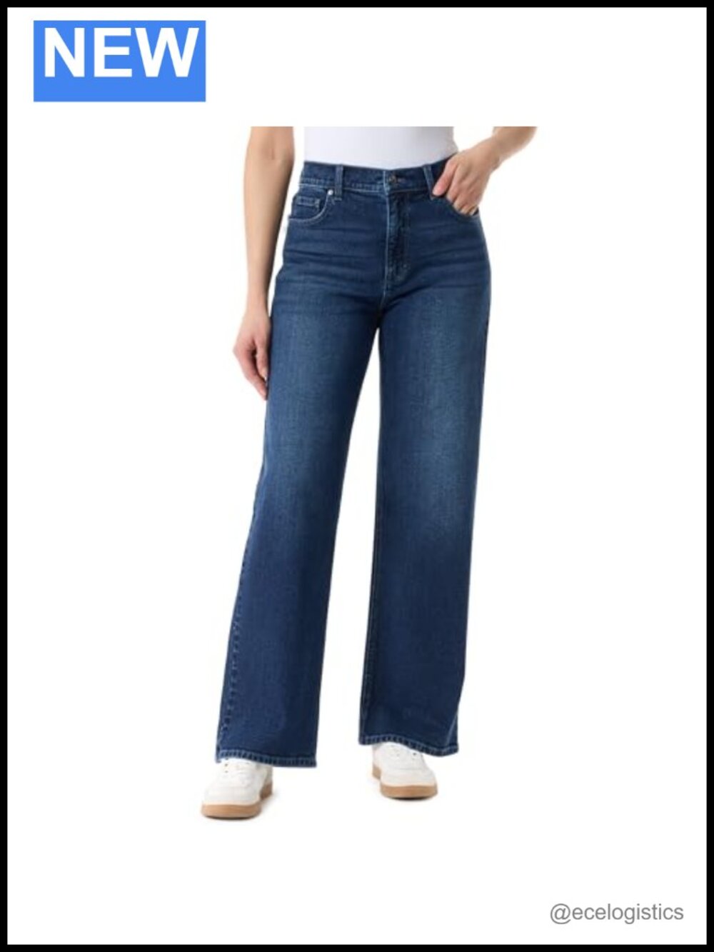 Women's Mod Style Elastic Waist Wide Leg Pants Pockets Relaxed Fit